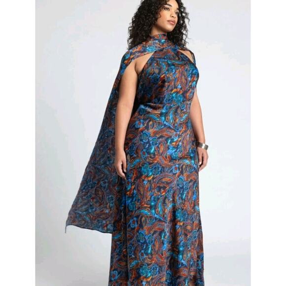 Barkwood x Eloquii Maxi Dress sz 24 Multi Geometric Strappy MISSING SCARF - Picture 1 of 13